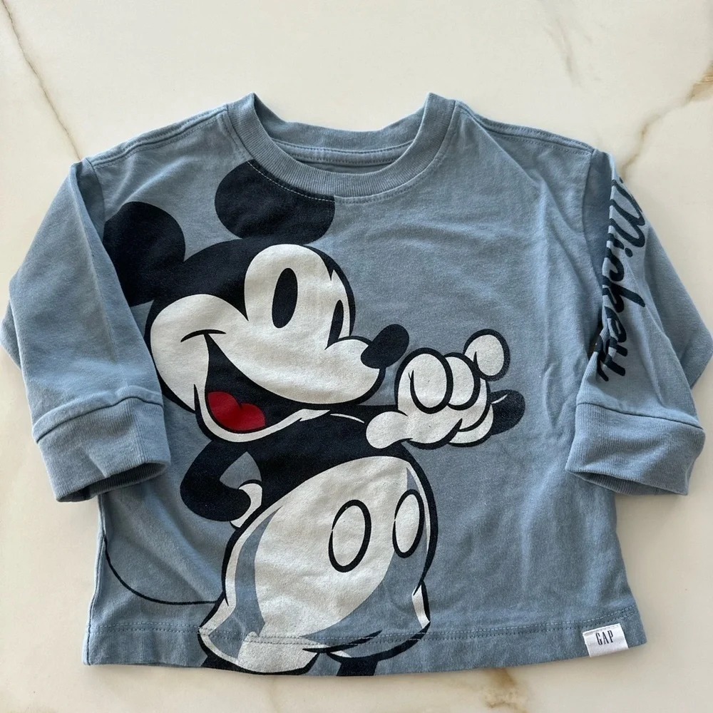 GAP Blue Long Sleeve Tee with Mickey Mouse